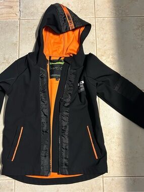 Kids Black & Orange Hooded Jacket